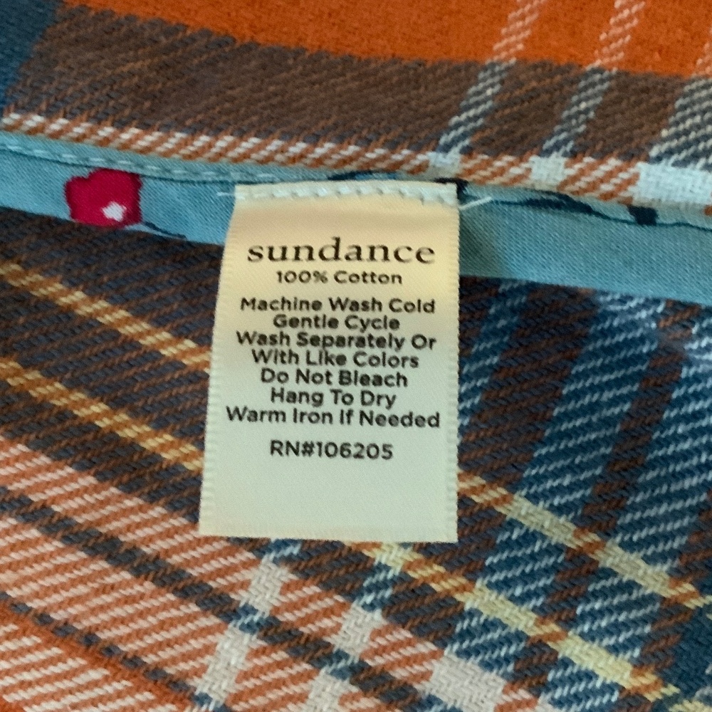 Sundance Orange Blue White Plaid M Long Shirt Dress or Jacket Coastal - Picture 10 of 10
